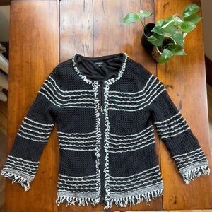 Ann Taylor Black & White Lightweight Coastal Jacket Zip Up Medium